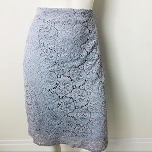 Zara Lace Pencil Skirt W Back Split & Zipper